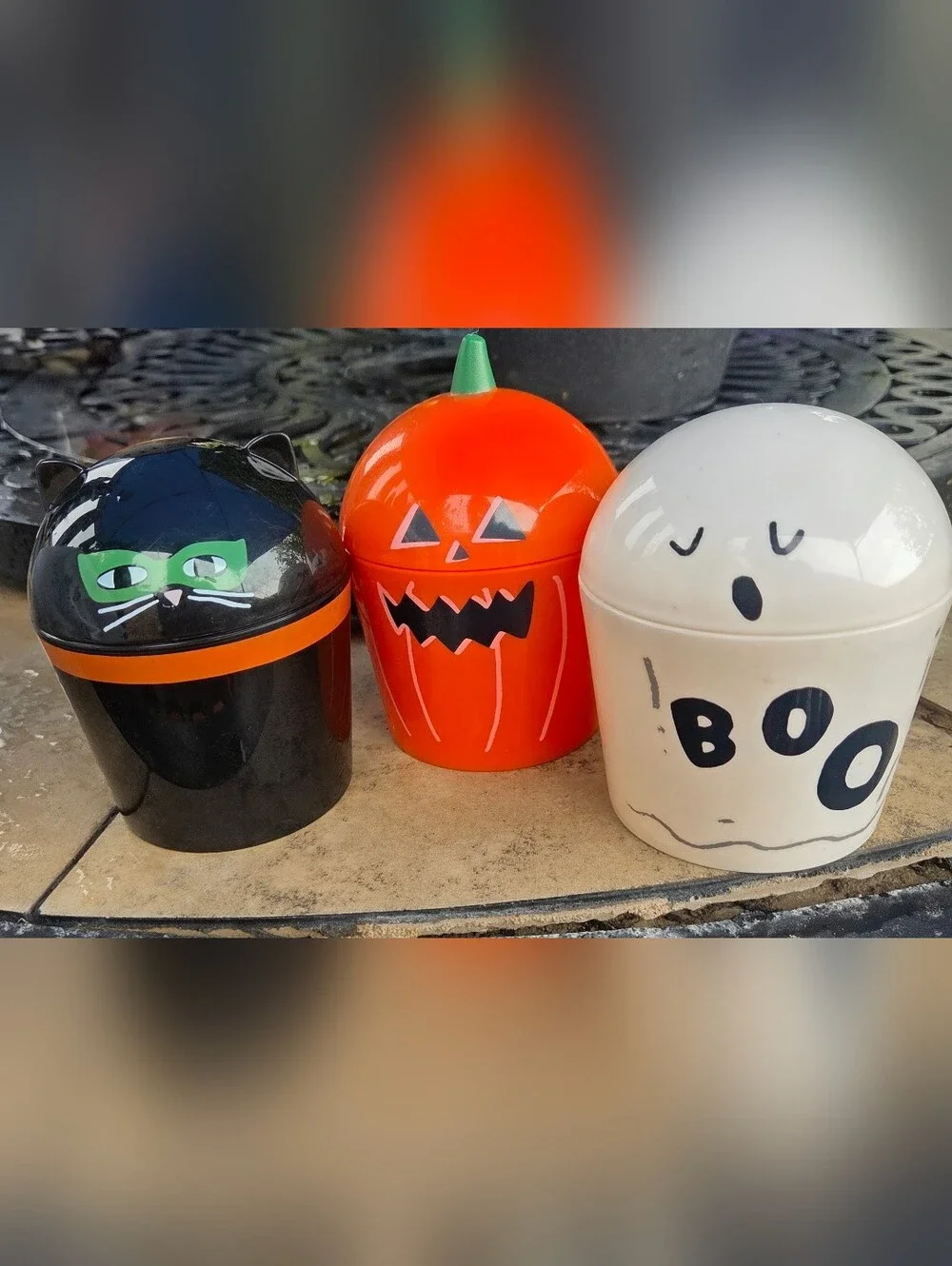 Target Candy & Snack Halloween Pumpkin, & Black Cat Vintage Inspired Containers